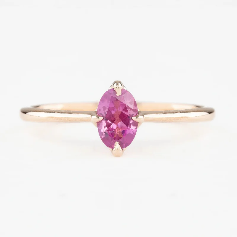 Women charm engagement rings -Alice Ring 6mm 0.60ct Pink Madagascar Sapphire, 14k Rose Gold