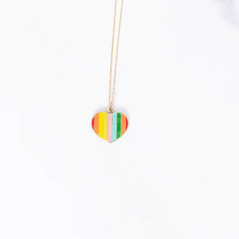 Women friendship necklaces -Rainbow Heart Charm Necklace