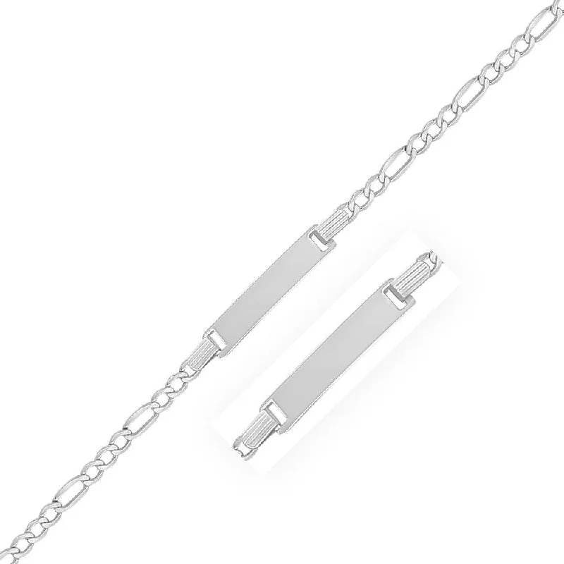 Women adjustable bangle bracelets -14k White Gold Figaro Chain Fancy Children's ID Bracelet