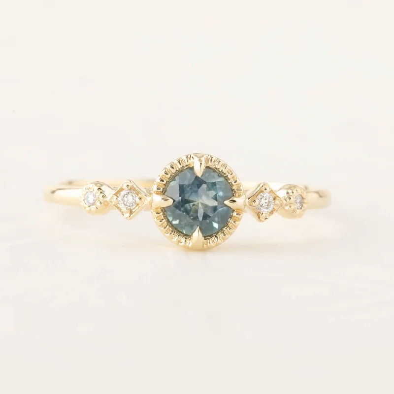 Women stylish engagement rings -Stella Ring 0.45ct Blue Green Montana Sapphire, 14k Yellow Gold