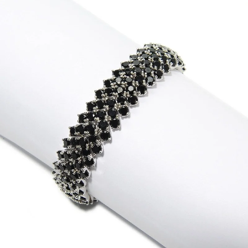 Women stackable silver bangles and bracelets -Sterling Silver Spinel Chevron Link Bracelet