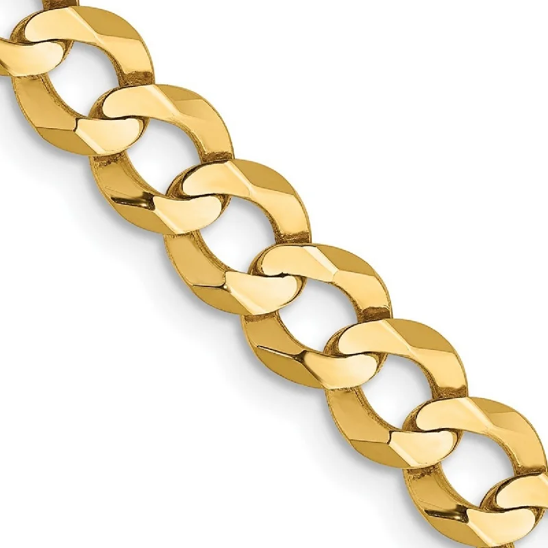 Women cuff bangles and bracelets -Curata 14k 5.9mm Solid Polished Light Flat Miami Curb Chain Bracelet