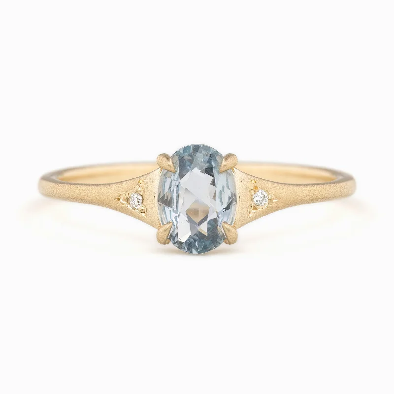 Women art deco engagement rings -Piper Ring 0.60ct Blue Madagascar Sapphire, 14K Yellow Gold (One of a kind)