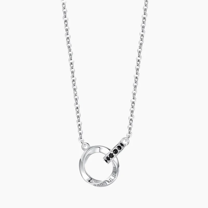 Women twist necklaces -925 Sterling Silver Mobius Double Ring Necklace