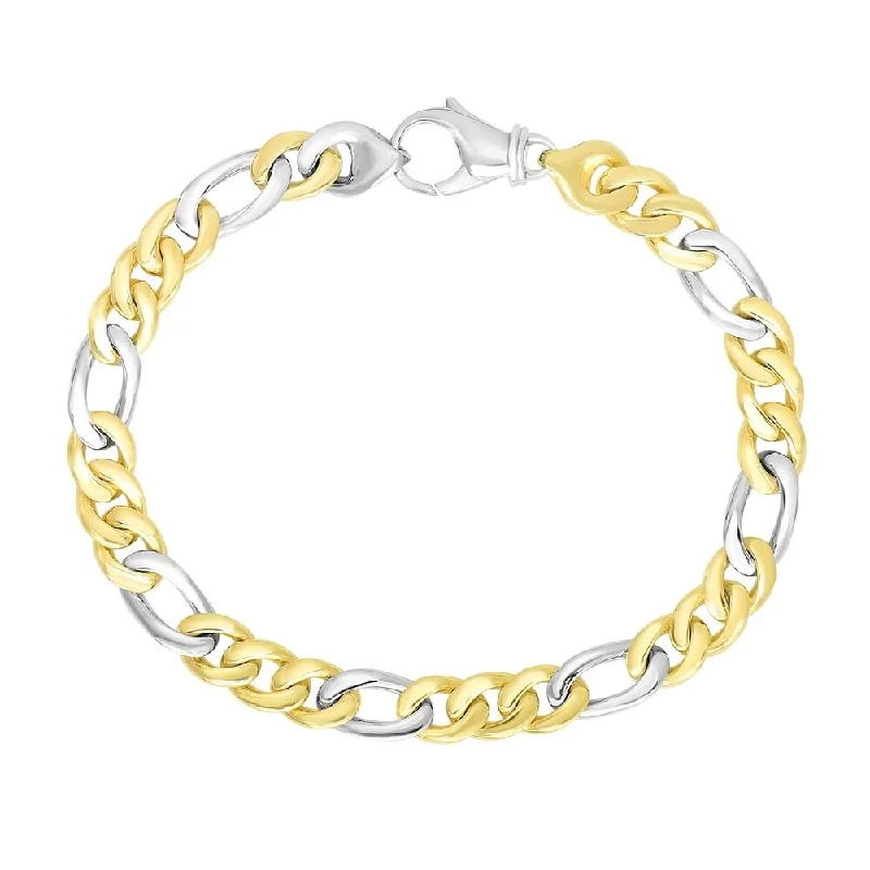 Affordable bangles and bracelets for women -14k Two-Tone Gold Men's Figaro Link Style Bracelet