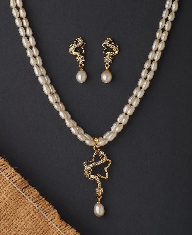 Women luxurious gold necklaces -Star Real Pearl Necklace Set