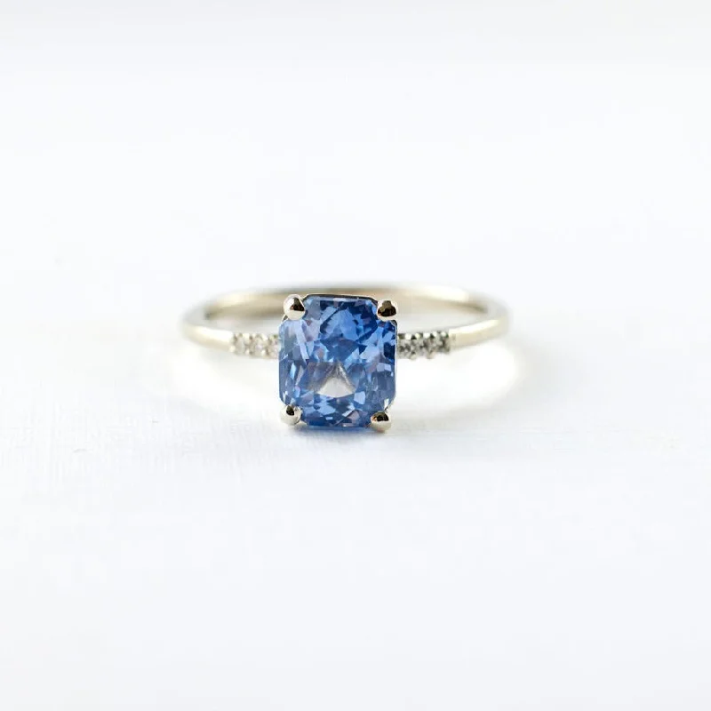 Women oversized engagement rings -Ashia Ring - 2.04 Carat Pastel Periwinkle Square Radiant Sapphire