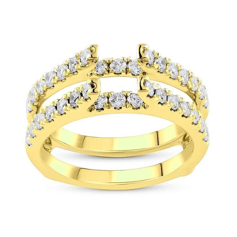 Women double-layered engagement rings -1/2ctw Diamond Ring Guard