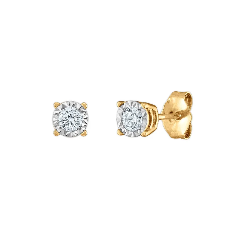 Women trendy earrings -EcoLove 1/4 CTW Lab Grown Diamond Stud Earrings in Yellow Gold Plated Sterling Silver