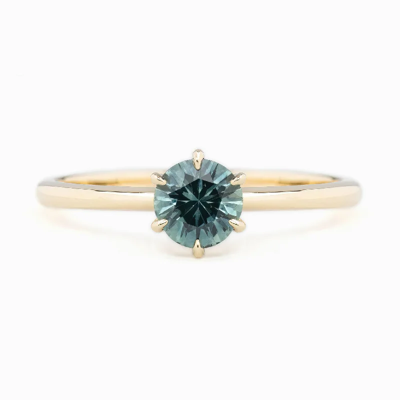 Women sterling silver engagement rings -Floryn Ring 5.5mm 0.75ct Light Blue Montana Sapphire, 14K Yellow Gold