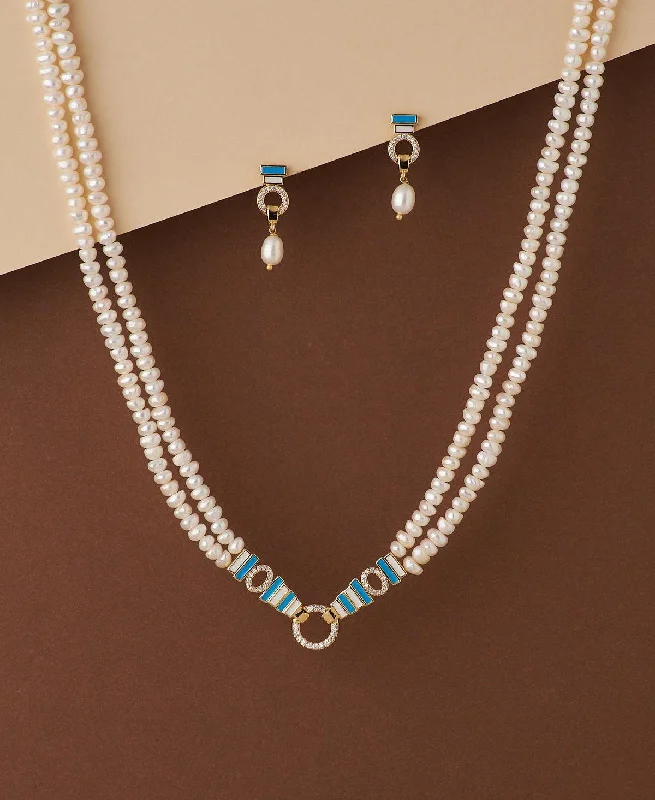 Diamond necklaces for women -Simple and Elegant Real Pearl Necklace Set