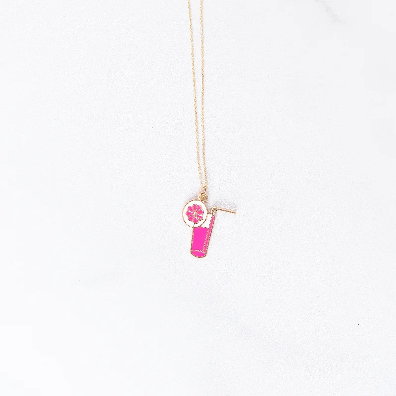 Women adjustable necklaces -Pink Lemonade Watermelon Slice Charm Necklace