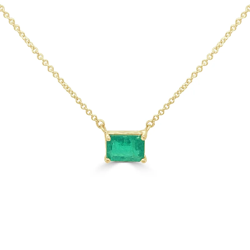 Women initial necklaces -Joelle Emerald Necklace 14K Yellow Gold 16-inch -18-inch Chain Emerald-Cut