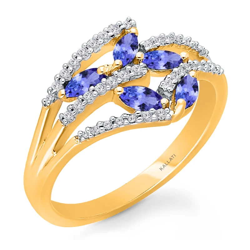 Women chic engagement rings -Kallati Tanzanite Diamond Ring