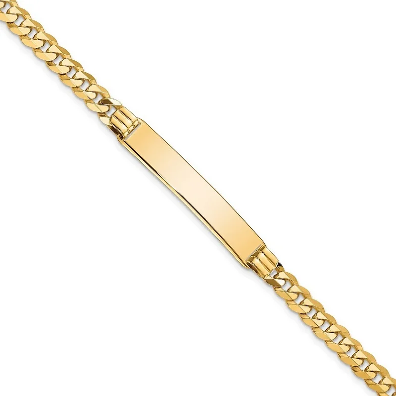 Women customized charm bangles and bracelets -Curata 6mm 14k Yellow Gold Engravable Curb Link ID Bracelet