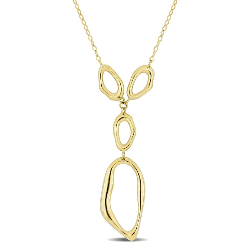 Women adjustable necklaces -Miadora 10k Yellow Gold Geometric Lariat Necklace